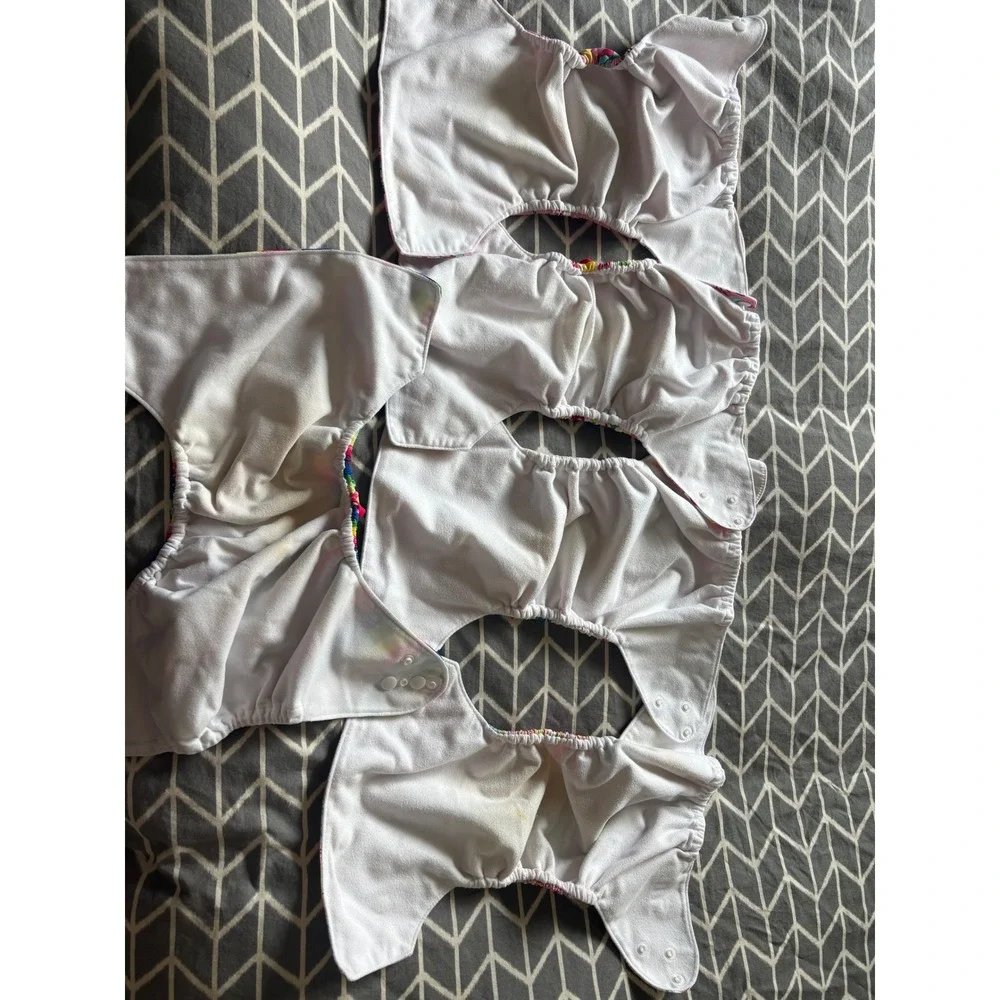 AlvaBaby Reusable Pocket Cloth Diapers Set of 5 with Inserts Multi Pattern Snaps